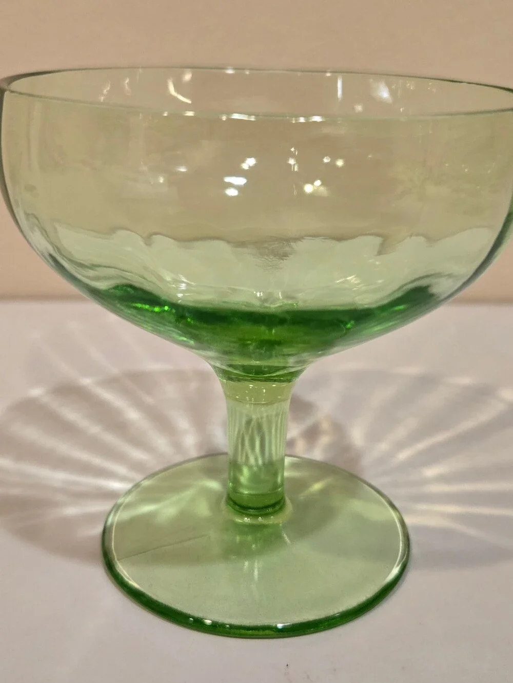 Vintage Depression Green Glass Dessert Coupes - Set of 10